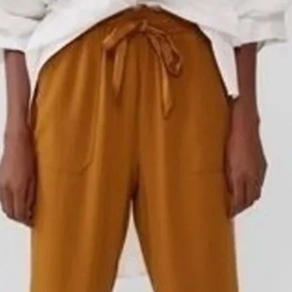Zara Mustard Color Elastic Waistband Trousers.  SZ M - Picture 2 of 2